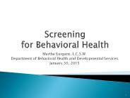 Screening for Behavioral Health