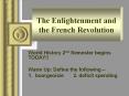 The Enlightenment and the French Revolution PowerPoint PPT Presentation