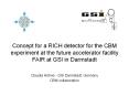 Concept for a RICH detector for the CBM experiment at the future accelerator facility FAIR at GSI in Darmstadt PowerPoint PPT Presentation