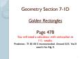 Geometry Section 7-1D  Golden Rectangles Page 478 You will need a calculator with sin/cos/tan in 1 PowerPoint PPT Presentation