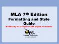 MLA 7th Edition Formatting and Style Guide Modified by Ms. Sample for AHS English IV students PowerPoint PPT Presentation
