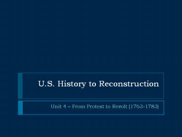 U.S. History to Reconstruction
