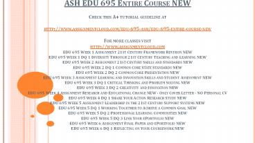 ASH EDU 695 Entire Course NEW