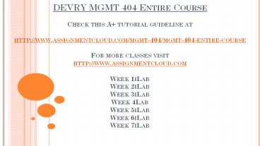 DEVRY MGMT 404 Entire Course