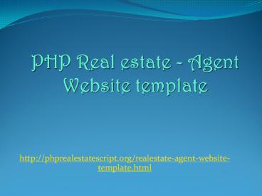 PHP Realestate - Agent Website template