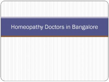Homeopathy Doctors In Bangalore