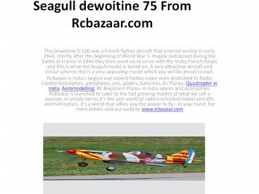 Seagull dewoitine 75 From Rcbazaar.com