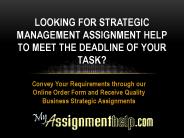 Strategic Management Assignment Help Services on MyAssignmenthelp.com