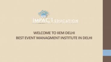 Diploma in Event Management