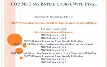  UOP MGT 557 Entire Course With Final