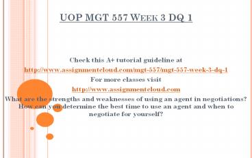 UOP MGT 557 Week 3 DQ 1