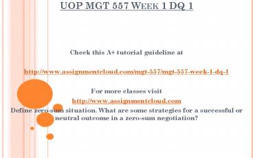 UOP MGT 557 Week 1 DQ 1