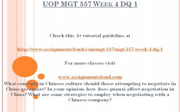 UOP MGT 557 Week 4 DQ 1