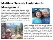 Matthew Tercsak - Understands Management