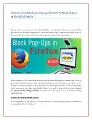 Troubleshoot pop up blocker setting issues in mozilla firefox
