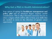 Why Get a PhD in Health Administration?