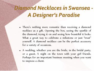 Diamond Necklaces in Swansea - A Designer’s Paradise