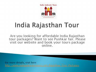 India Rajasthan Tour