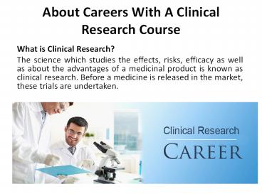 About Careers With A Clinical Research Course