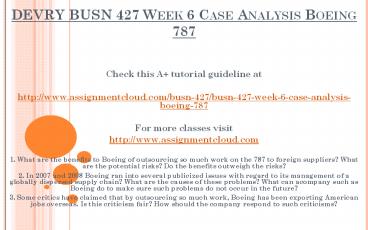 DEVRY BUSN 427 Week 6 Case Analysis Boeing 787 (1)