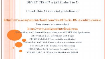 DEVRY CIS 407 A (All iLabs 1 to 7)