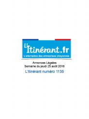 Annonces légales L'Itinérant 1135