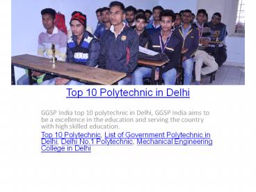 Top 10 Polytechnic in Delhi