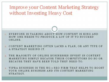 Improve Content Marketing Strategy within Your Budget
