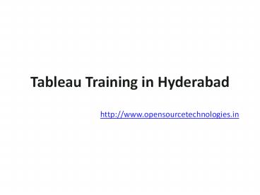 Tableau Training in Hyderabad