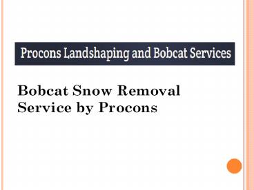 Bobcat Snow Removal Service by Procons