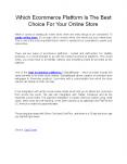 Which Ecommerce Platform Is The Best Choice For Your Online Store PowerPoint PPT Presentation