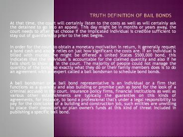 Truth Definition of Bail Bonds
