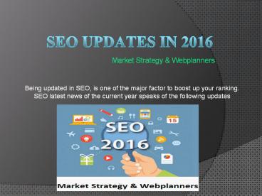 SEO Updates 2016 – Best SEO Company in Melbourne