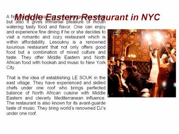 Middle Eastern Restaurant in NYC
