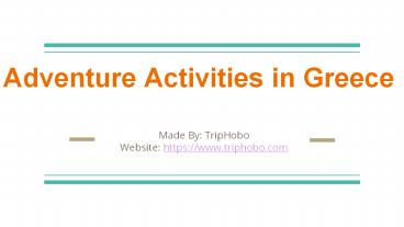 Adventure Activities In Greece