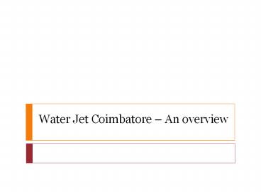 Best Water jet Coimbatore