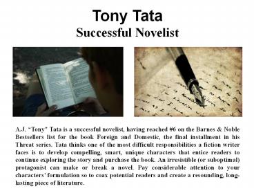 Tony Tata – Successful Novelist (1)