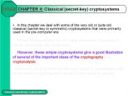 CHAPTER 4: Classical (secret-key) cryptosystems