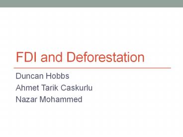 FDI and Deforestation