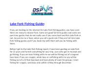 Lake Fork Fishing Guide