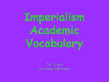 Imperialism Academic Vocabulary