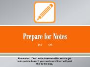 Prepare for Notes