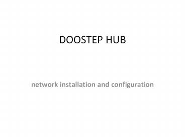 network installation and configuraion