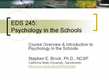 EDS 245: Psychology in the Schools