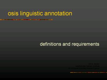osis linguistic annotation