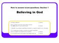 How to answer exam questions: Section 1 Believing in God PowerPoint PPT Presentation