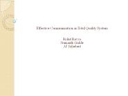 Effective Communication in Total Quality System