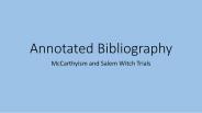 Annotated Bibliography