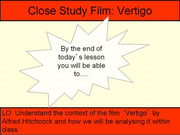 Close Study Film: Vertigo