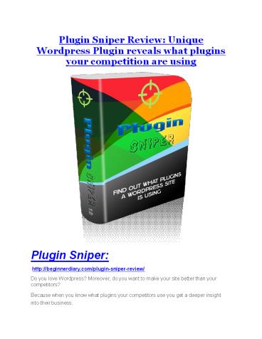 Plugin Sniper review and (FREE) $12,700 bonus-- Plugin Sniper Discount